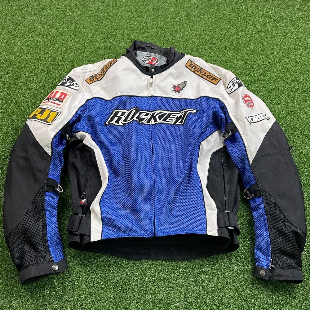 Joe Rocket UFO 2.0 Blue White Mesh Armored Riding Motorcycle Jacket Sz M